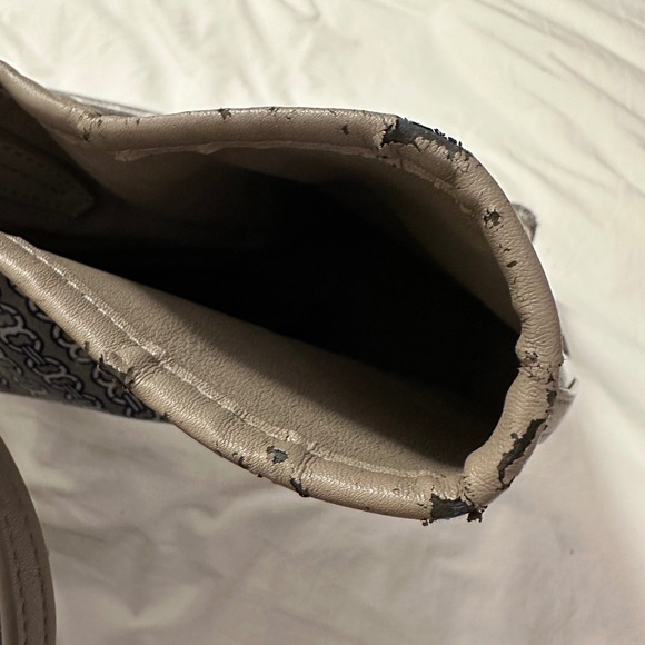 Tory Burch Gemini Link Canvas Tote French Gray Navy Stripe Large Shopper AS IS - Picture 14 of 16